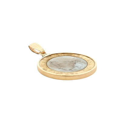 14k Yellow Gold Repubblica Italiana Coin Pendant — side profile