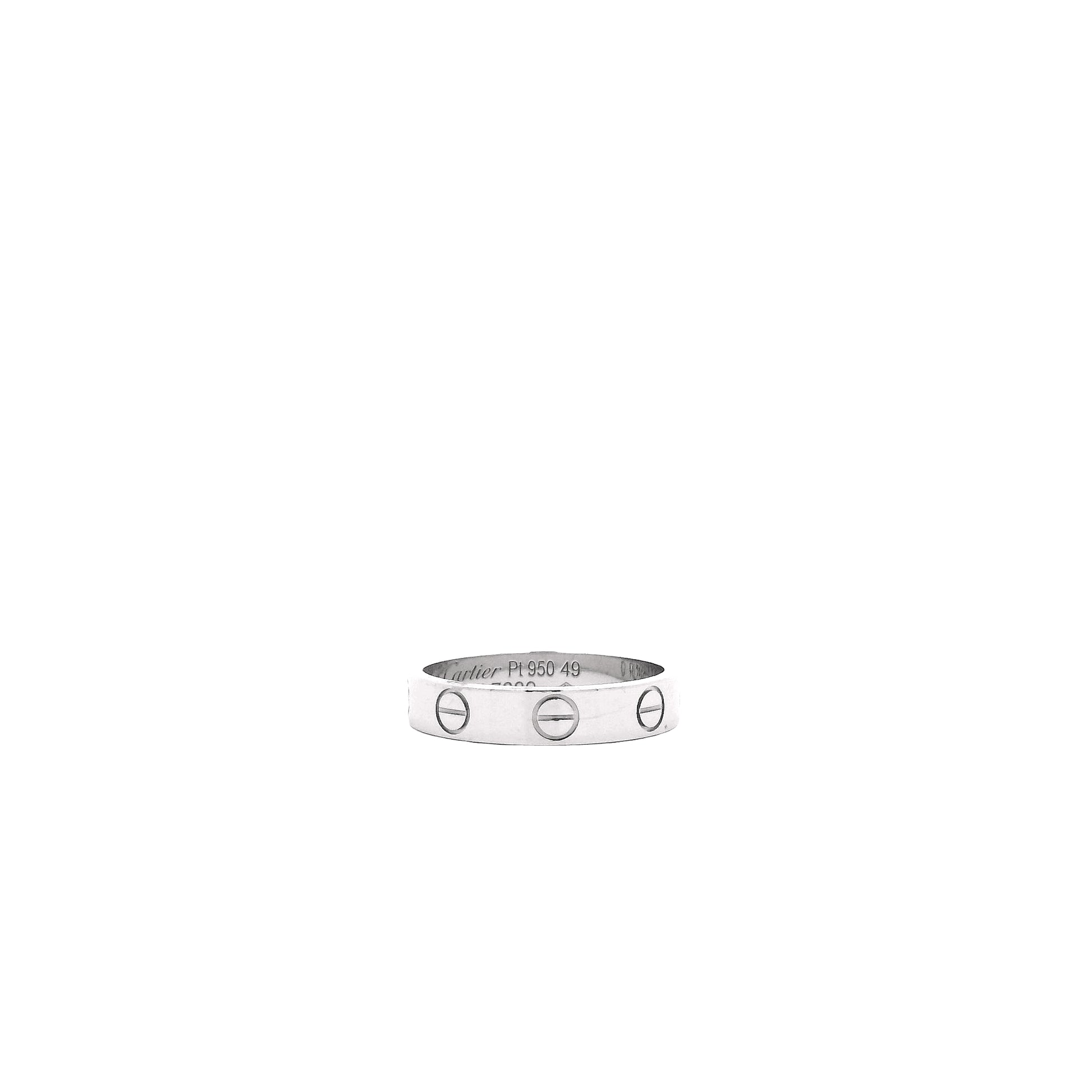 Cartier Platinum Love Ring — side profile showing the band