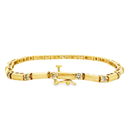 14k Yellow Gold 1.70ctw Round Brilliant Natural Diamond Tennis Bracelet — side profile