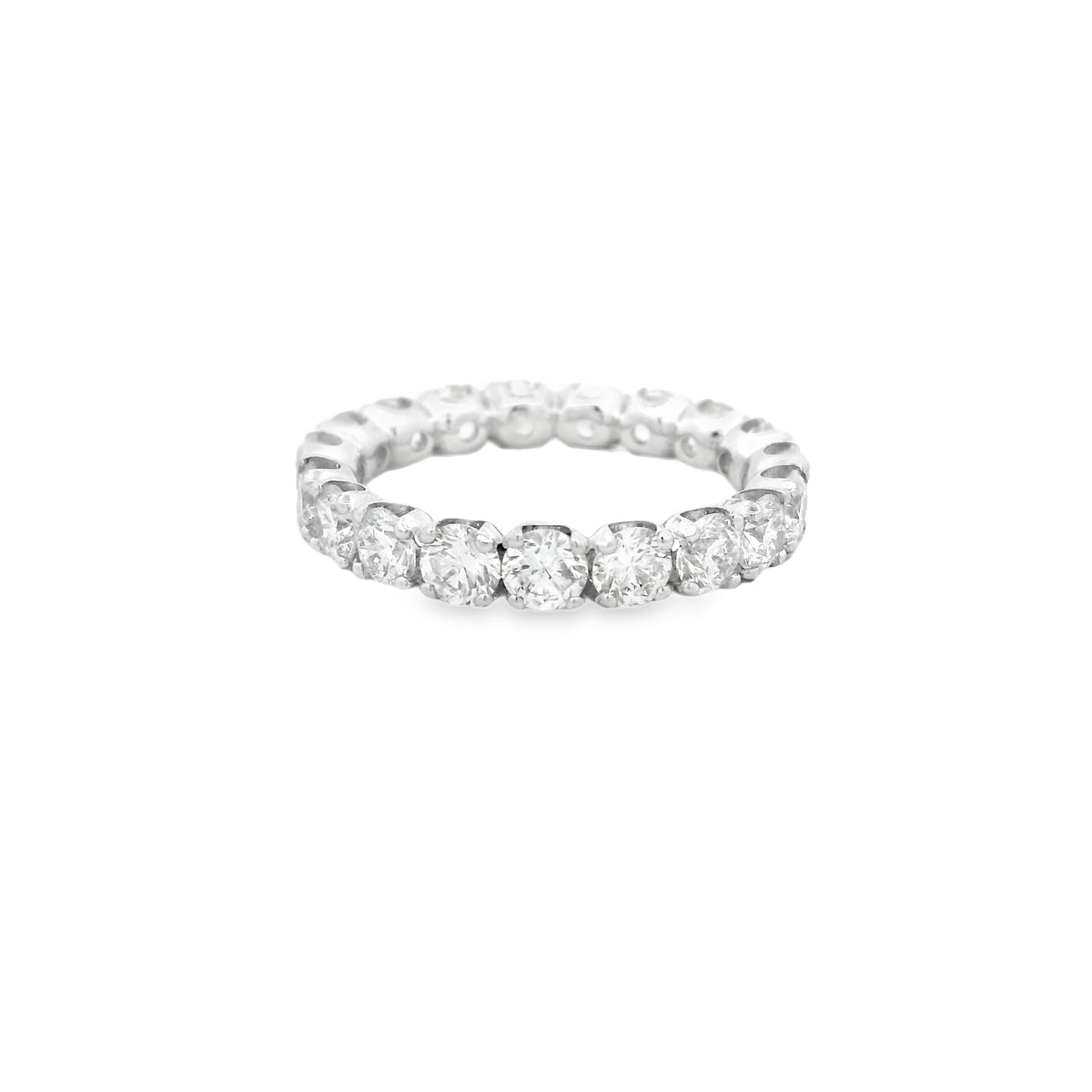 18k White Gold 3.04ctw Round Brilliant Diamond Eternity Band Ring — side profile showing the band