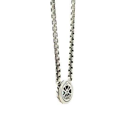 David Yurman Sterling Silver & 14k Gold Blue Topaz Classic Cable Cookie Pendant Necklace 16" — clasp detail