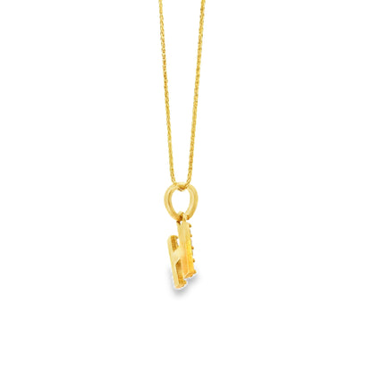 14k Yellow Gold 0.30ctw Pavé Diamond 'H' Initial Letter Charm Pendant — side profile showing the band