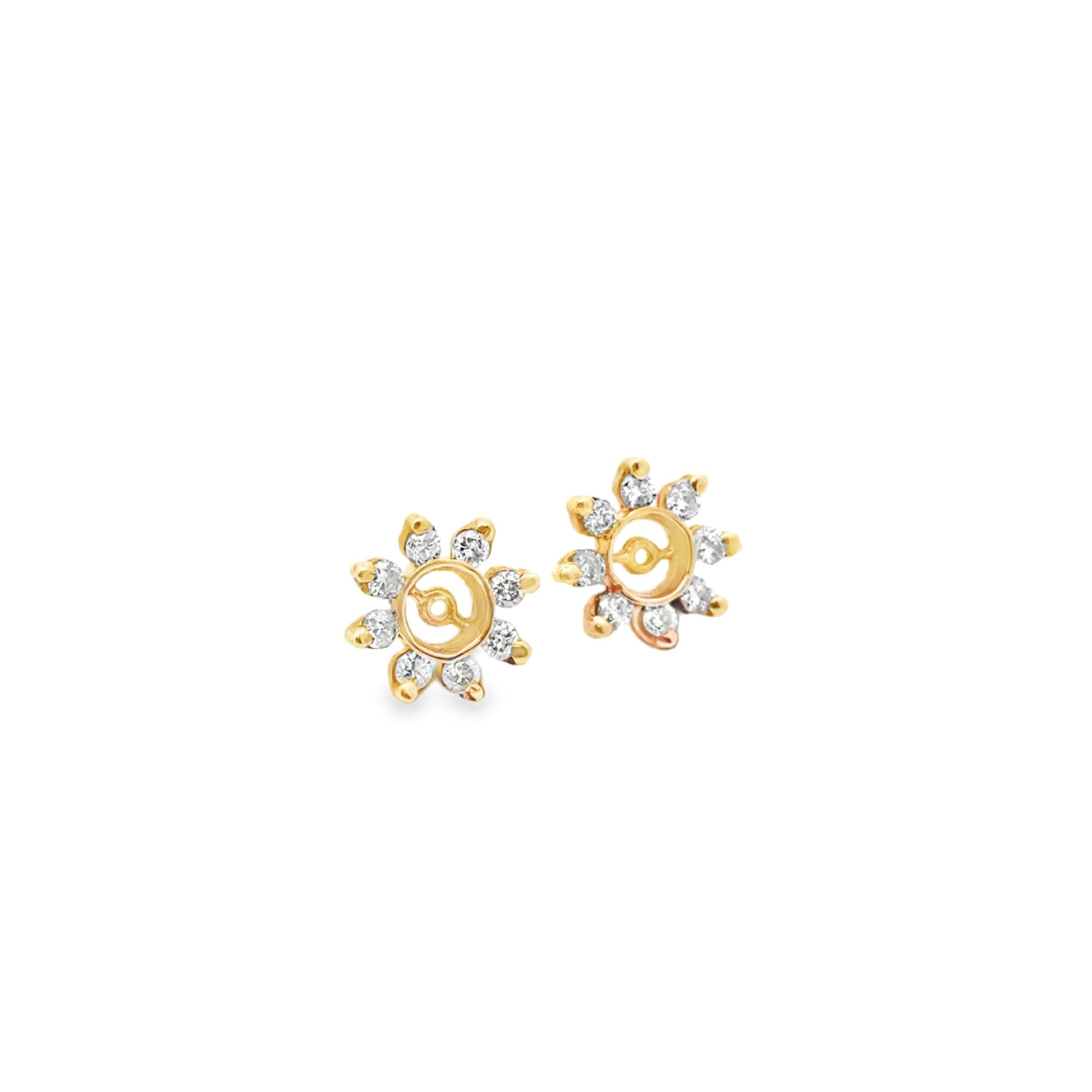 14k Yellow Gold Diamond Cluster Earring Jackets — side profile