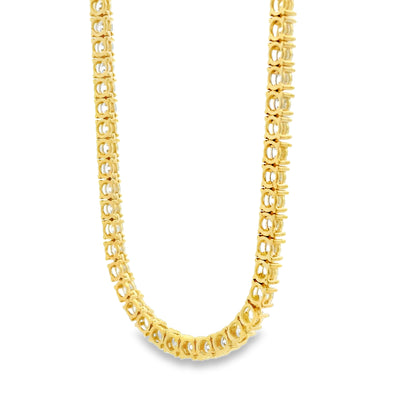 14k Yellow Gold 14.00ctw Round Brilliant Diamond Tennis Necklace 16"-18" Adjustable — clasp detail