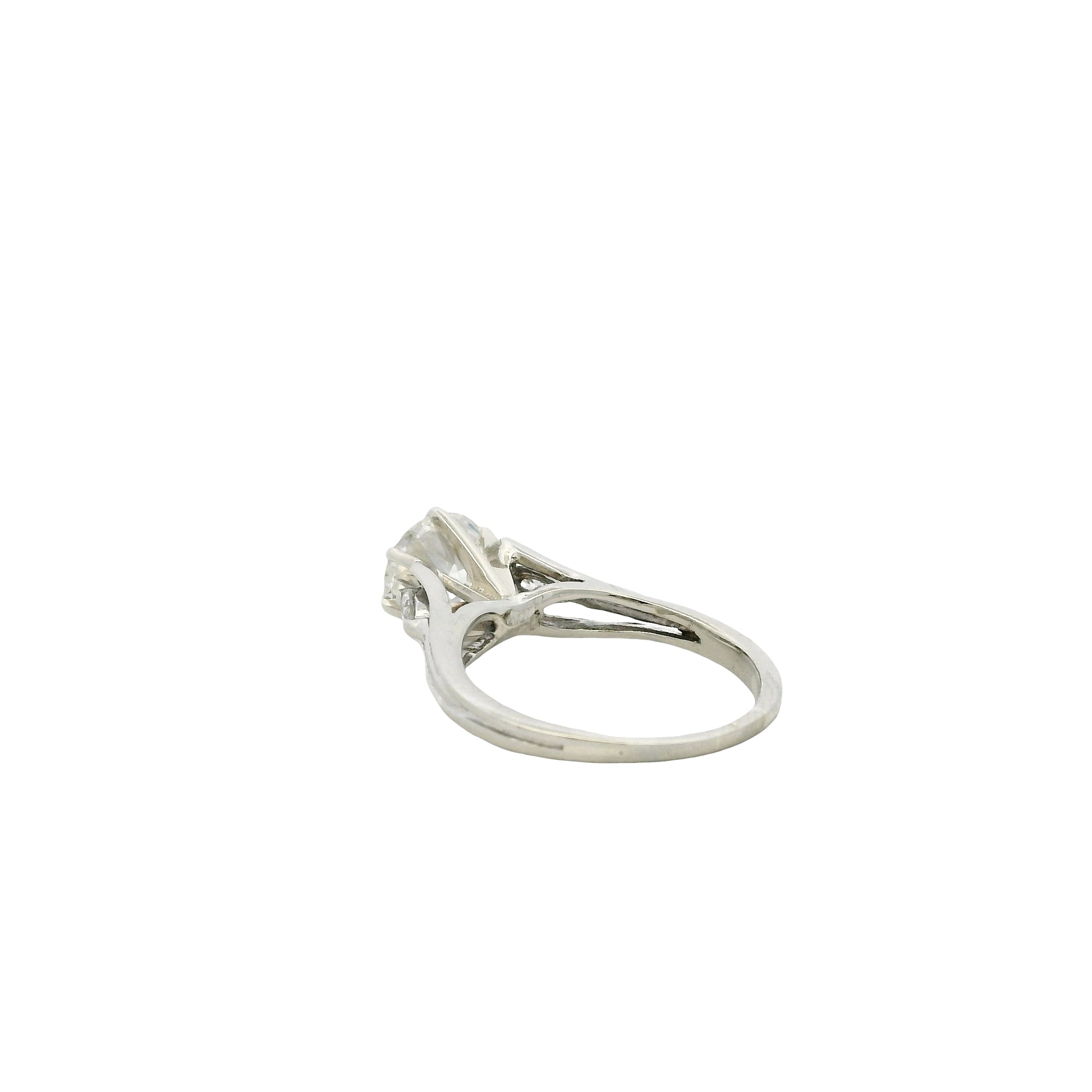 14k White Gold 1.3ct Round Brilliant Diamond Engagement Ring — side profile showing the band
