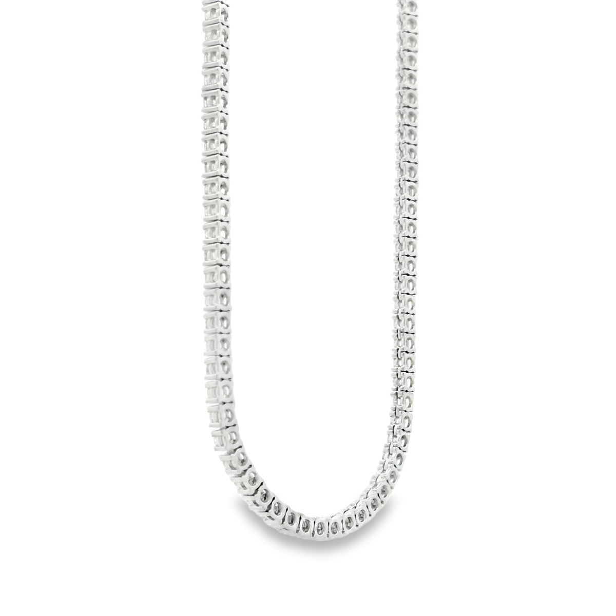 14k White Gold 6.25ctw Round Diamond 4-Prong Tennis Necklace 16" — clasp detail