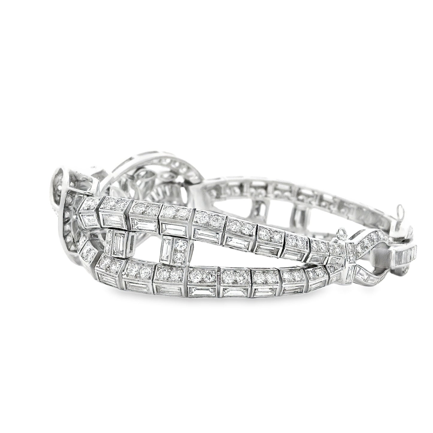 Platinum 15.28ctw Mixed Cut Natural Diamond Cluster Bracelet — side profile