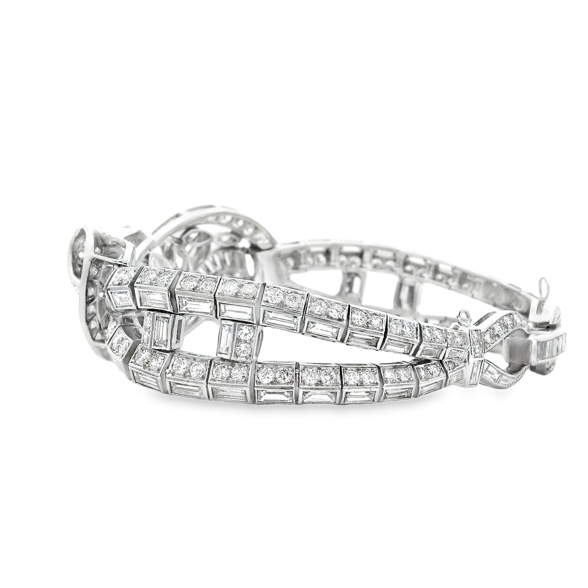 Platinum 15.28ctw Mixed Cut Natural Diamond Cluster Bracelet — side profile