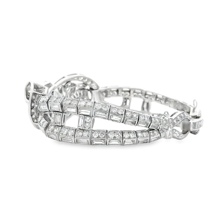 Platinum 15.28ctw Mixed Cut Natural Diamond Cluster Bracelet — side profile