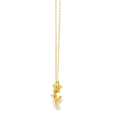 14k Yellow Gold 0.37ctw Natural Diamond Pavé Flower Pendant Necklace — clasp detail