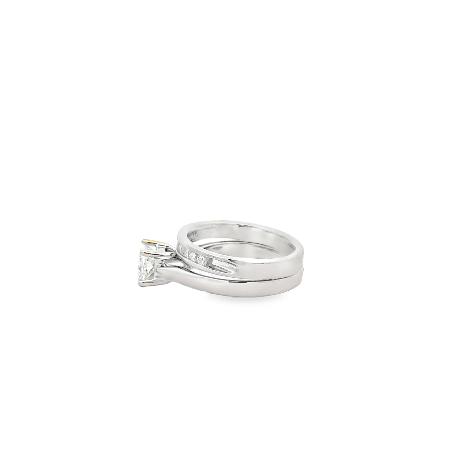 14k White Gold 0.96ct Princess Cut Diamond Solitaire Engagement Ring — side profile showing the band