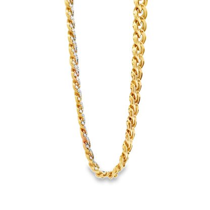 18k Yellow Gold 8.25ctw Pavé Diamond Cuban Link Chain Necklace 16" — side profile