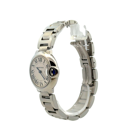 Cartier Ballon Bleu 28mm White Dial Stainless Steel Watch — side profile showing case thickness