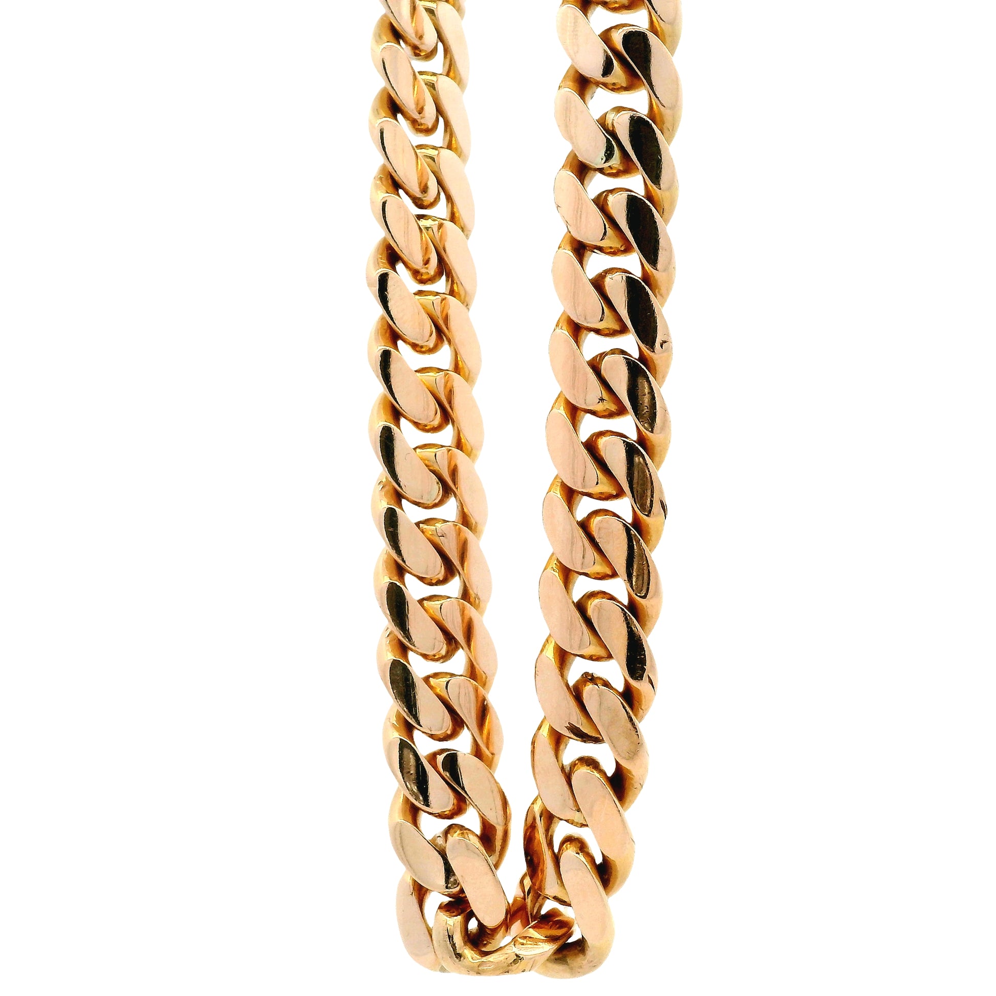 14k Rose Gold 10mm Cuban Link Chain Necklace 26" — clasp detail