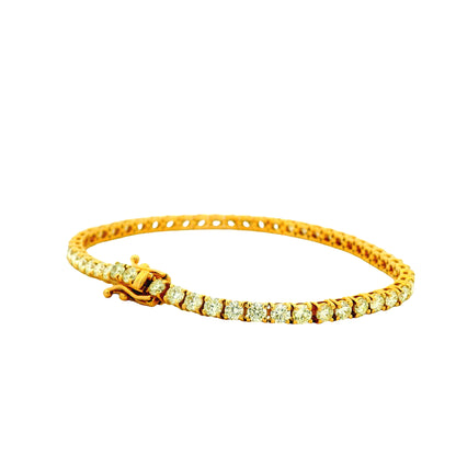 14k Yellow Gold 5.72ctw Natural Round Brilliant Diamond Tennis Bracelet — side profile