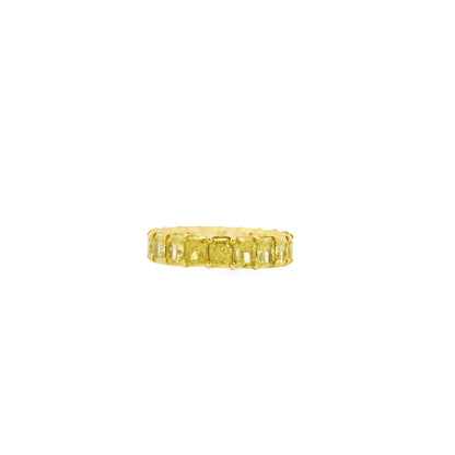 18k Yellow Gold 5.71ctw Radiant Cut Diamond Eternity Band Ring — side profile showing the band