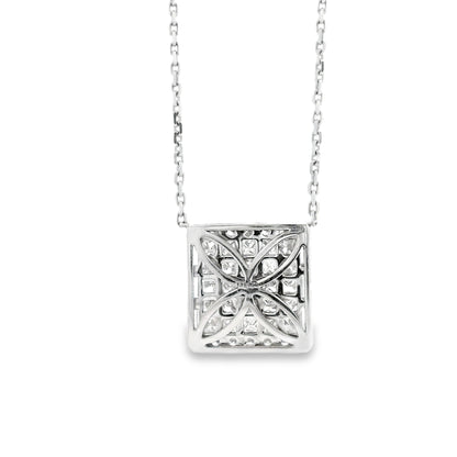 18k White Gold 4.00ctw Baguette & Princess Cut Diamond Invisible Set Pendant Necklace — clasp detail