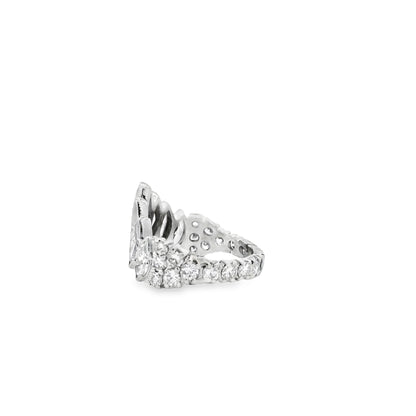 18k White Gold 3.80ctw Marquise and 2.20ctw Round Brilliant Diamond Contour Wedding Band — side profile showing the band
