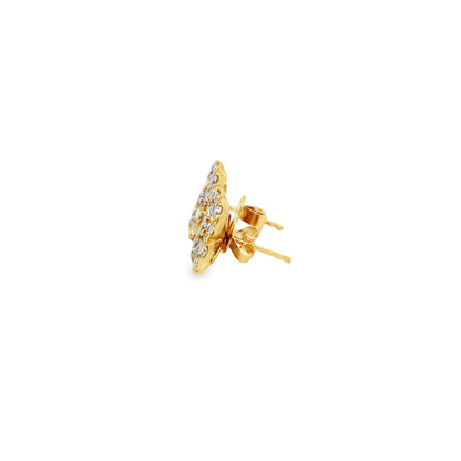 18k Yellow Gold 2.02ctw Round Brilliant and Baguette Diamond Clover Stud Earrings — side profile