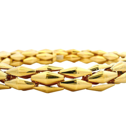 18k Yellow Gold Diamond Accent Woven Link Choker Necklace — side profile showing the band