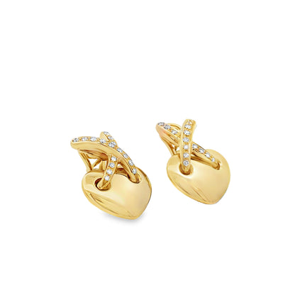 Chaumet 18k Yellow Gold 0.60ctw Round Brilliant Diamond Heart Clip-On Earrings — side profile