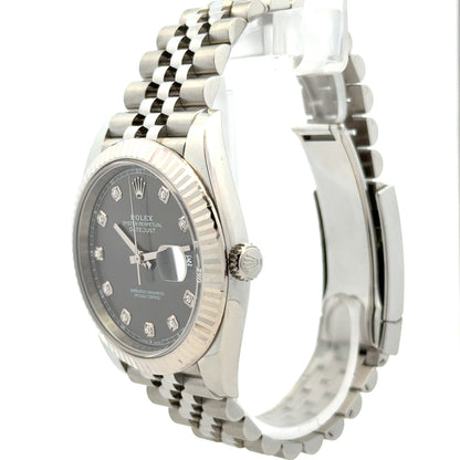 Rolex 126334 Datejust 41mm Diamond Slate Dial Two-Tone Jubilee Watch — side profile showing case thickness