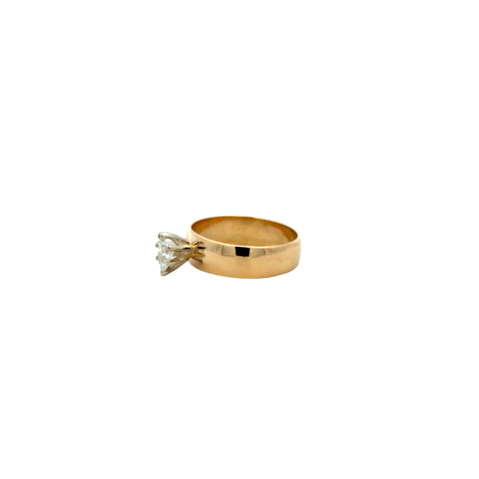 14k Yellow Gold 0.28ct Marquise Diamond Solitaire Ring — side profile showing the band