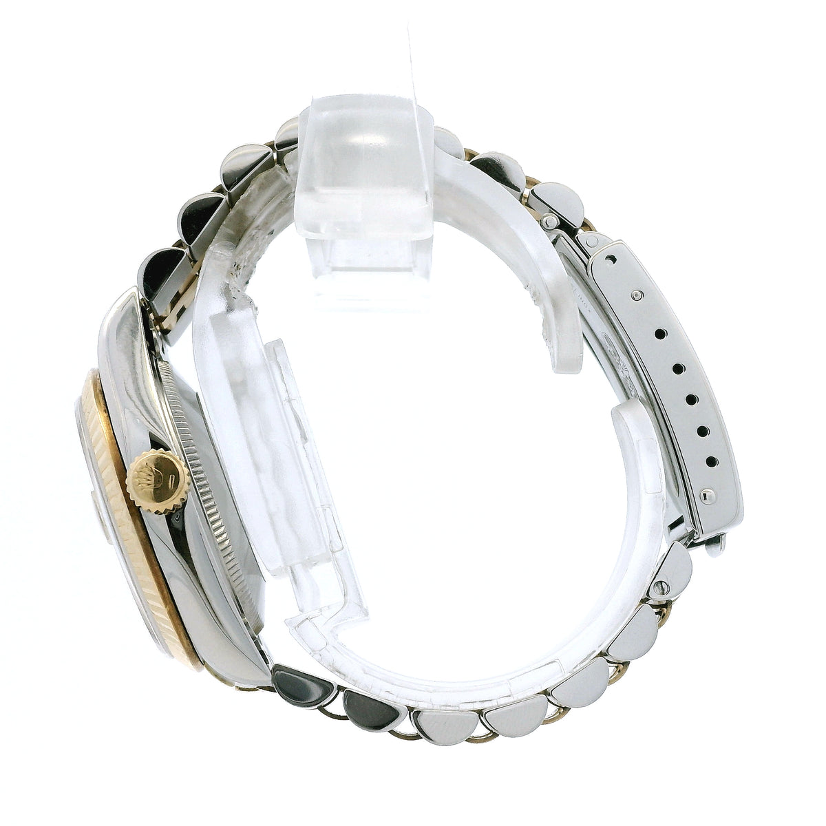 Rolex 68273 Datejust 31mm Diamond Dial Two-Tone Jubilee Watch — side profile showing case thickness