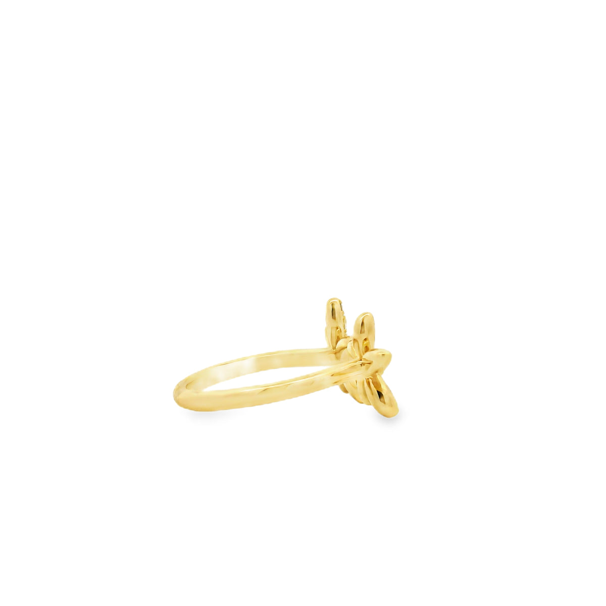 Gabriel and Co. 14k Yellow Gold 0.23ctw Diamond Floral Open Ring — side profile showing the band
