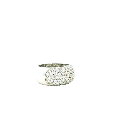18k White Gold 3.65ctw Round Brilliant Diamond Pavé Ring — side profile showing the band