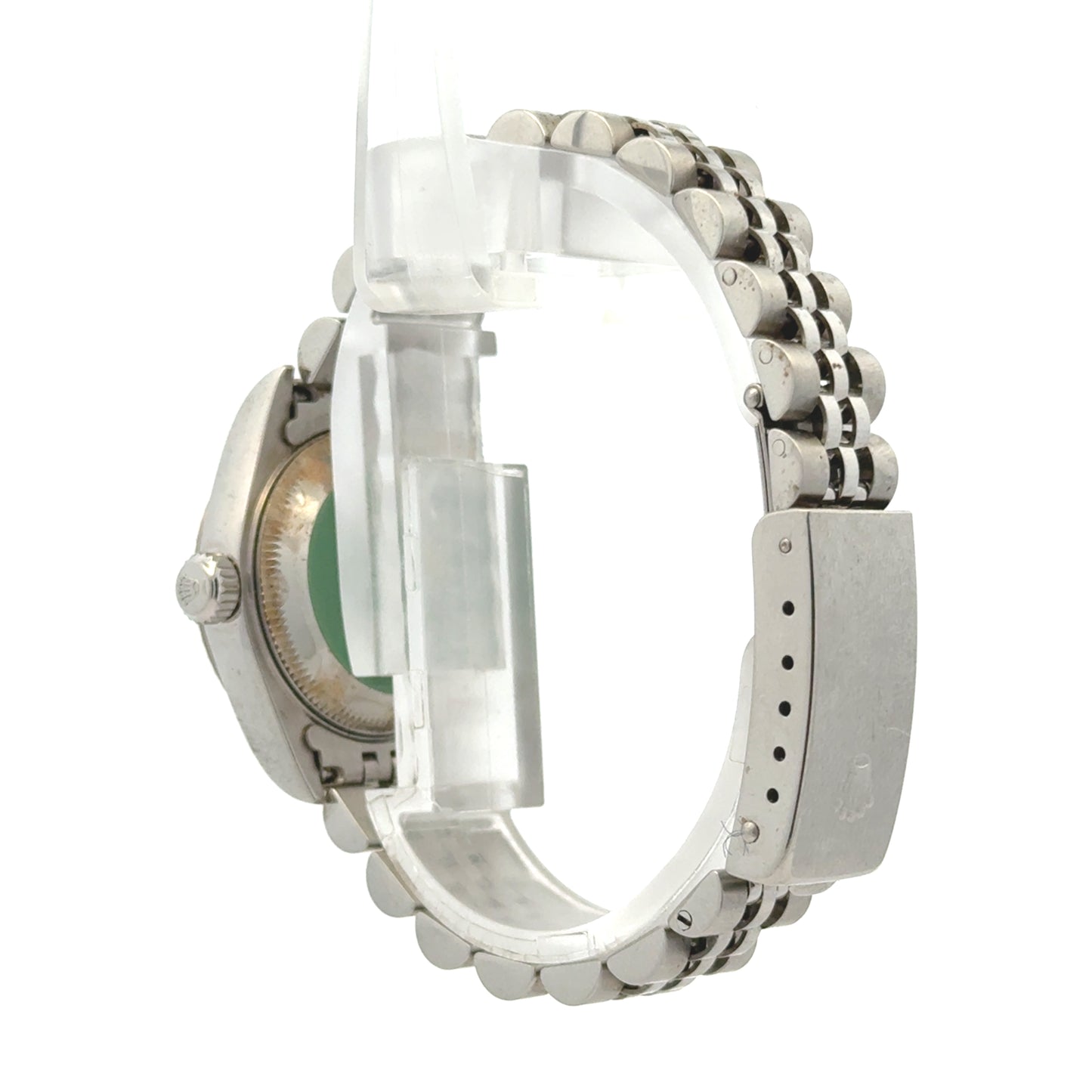 Rolex 79174 Datejust 26mm Two-Tone Blue Dial Jubilee Bracelet Watch — side profile showing case thickness