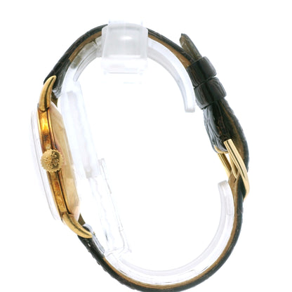 Patek Philippe Calatrava 18k Yellow Gold 35mm Champagne Dial Vintage Watch — side profile showing case thickness