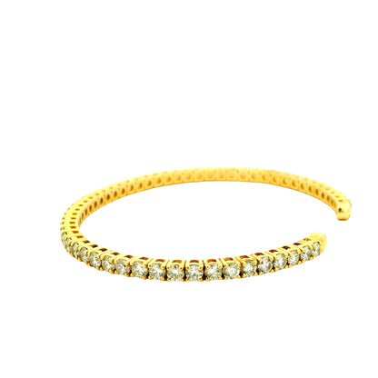 14k Yellow Gold 5.20ctw Round Brilliant Diamond Open Cuff Bangle Bracelet — side profile