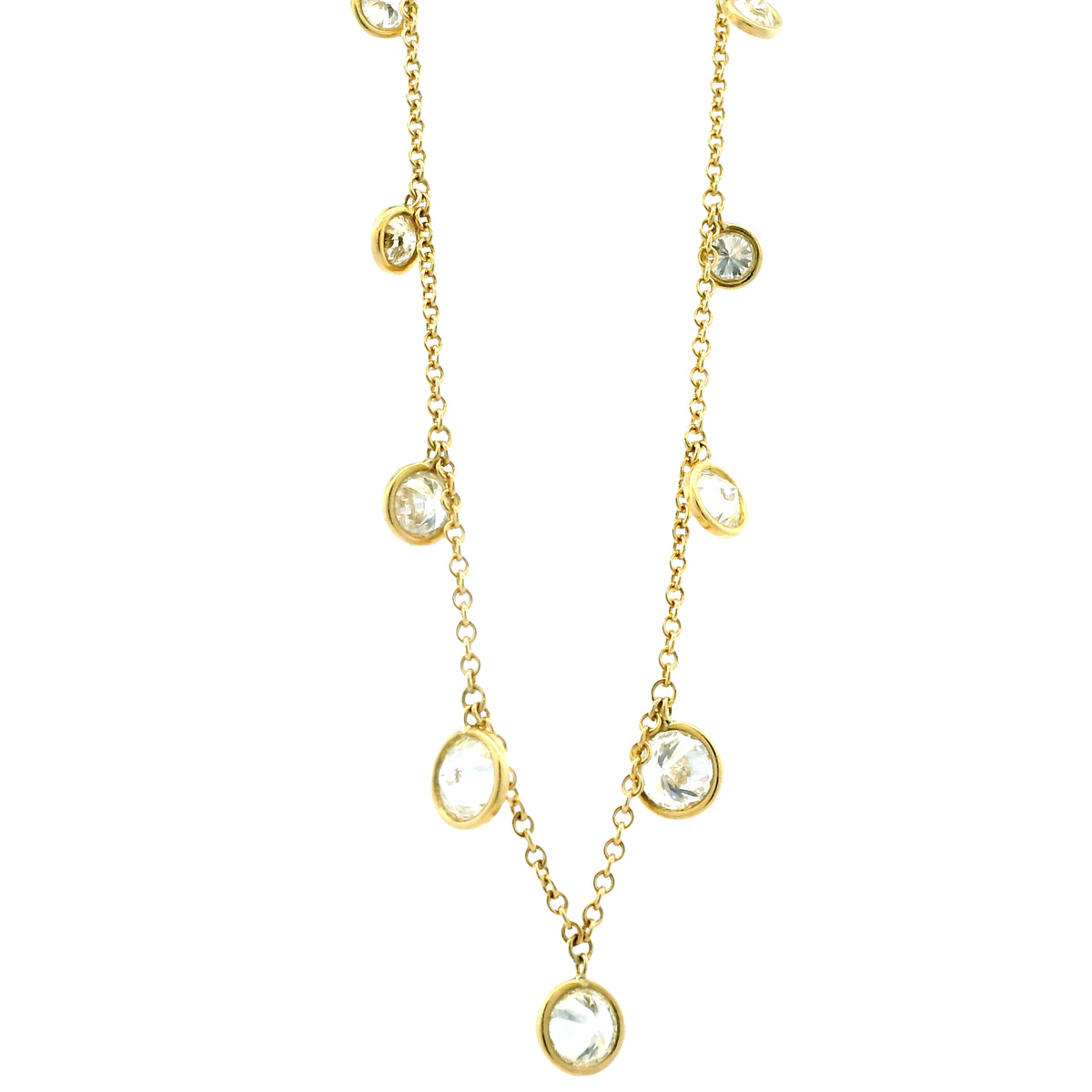 18k Yellow Gold 3.54ctw Round Brilliant Diamond By The Yard Choker Necklace 16" — clasp detail