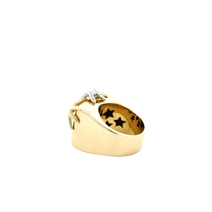 14k Yellow Gold 0.75ctw Round Diamond Starfish Cocktail Ring — side profile showing the band