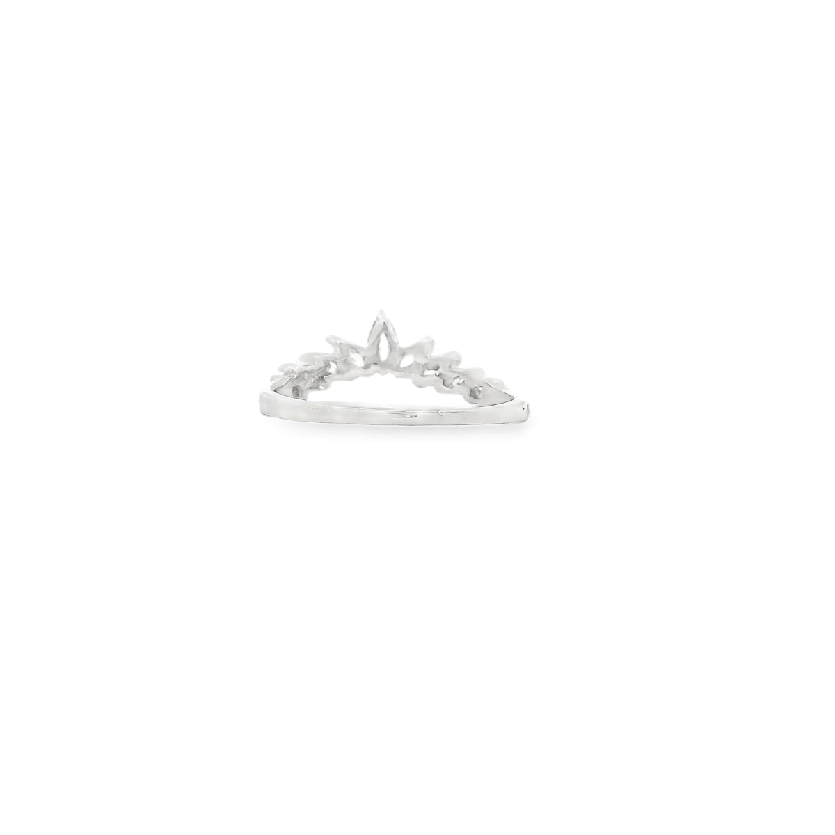 14k White Gold 0.18ctw Marquise Diamond Crown Ring — side profile showing the band