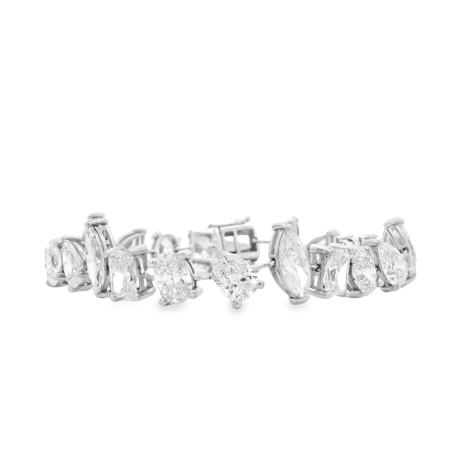 14k White Gold 22.86ctw Mixed Cut Lab Grown Diamond Bracelet — side profile