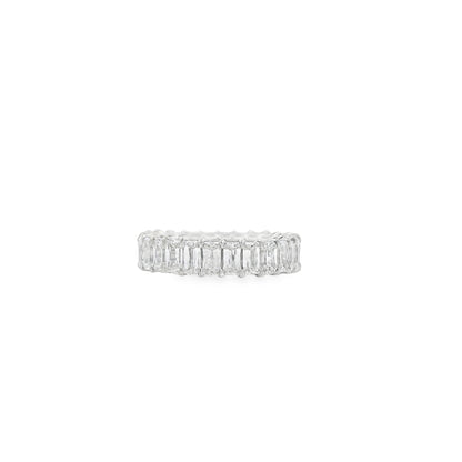 18k White Gold 4.35ctw Triple Cut Diamond Eternity Band Ring — side profile showing the band