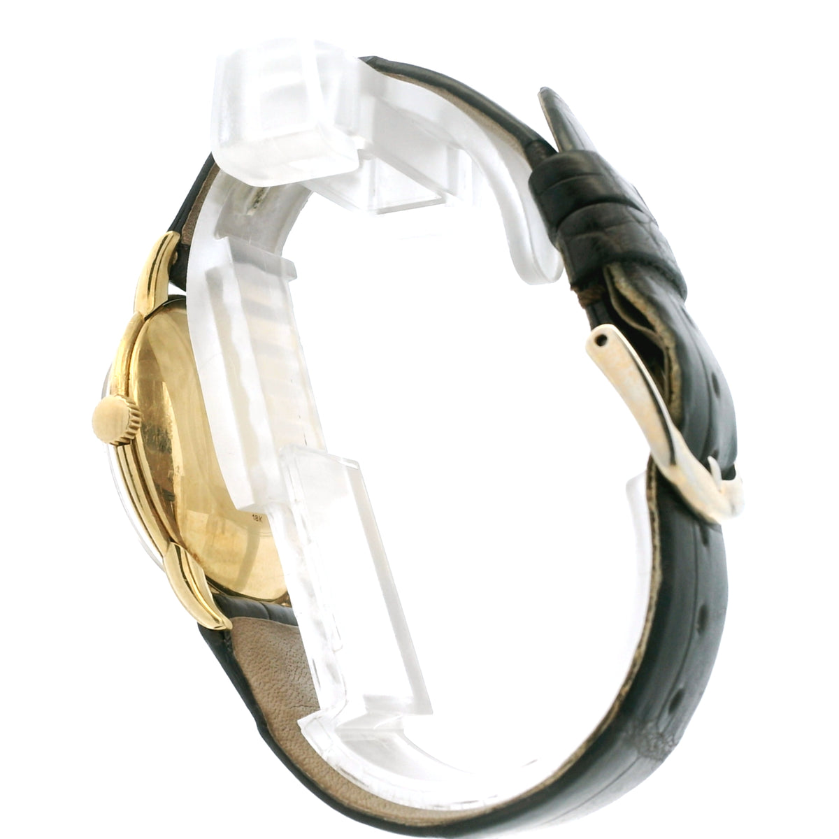 Patek Philippe 2484 Calatrava Yellow Gold Silvered Dial Watch — side profile showing case thickness