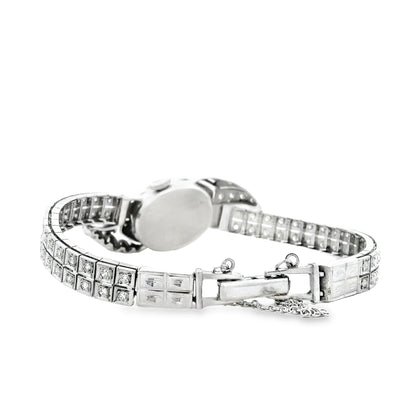 Hamilton Vintage 14k White Gold Diamond Cocktail Ladies Watch — side profile showing case thickness