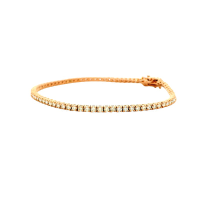 14k Rose Gold 2.40ctw Round Brilliant Diamond Tennis Bracelet — side profile