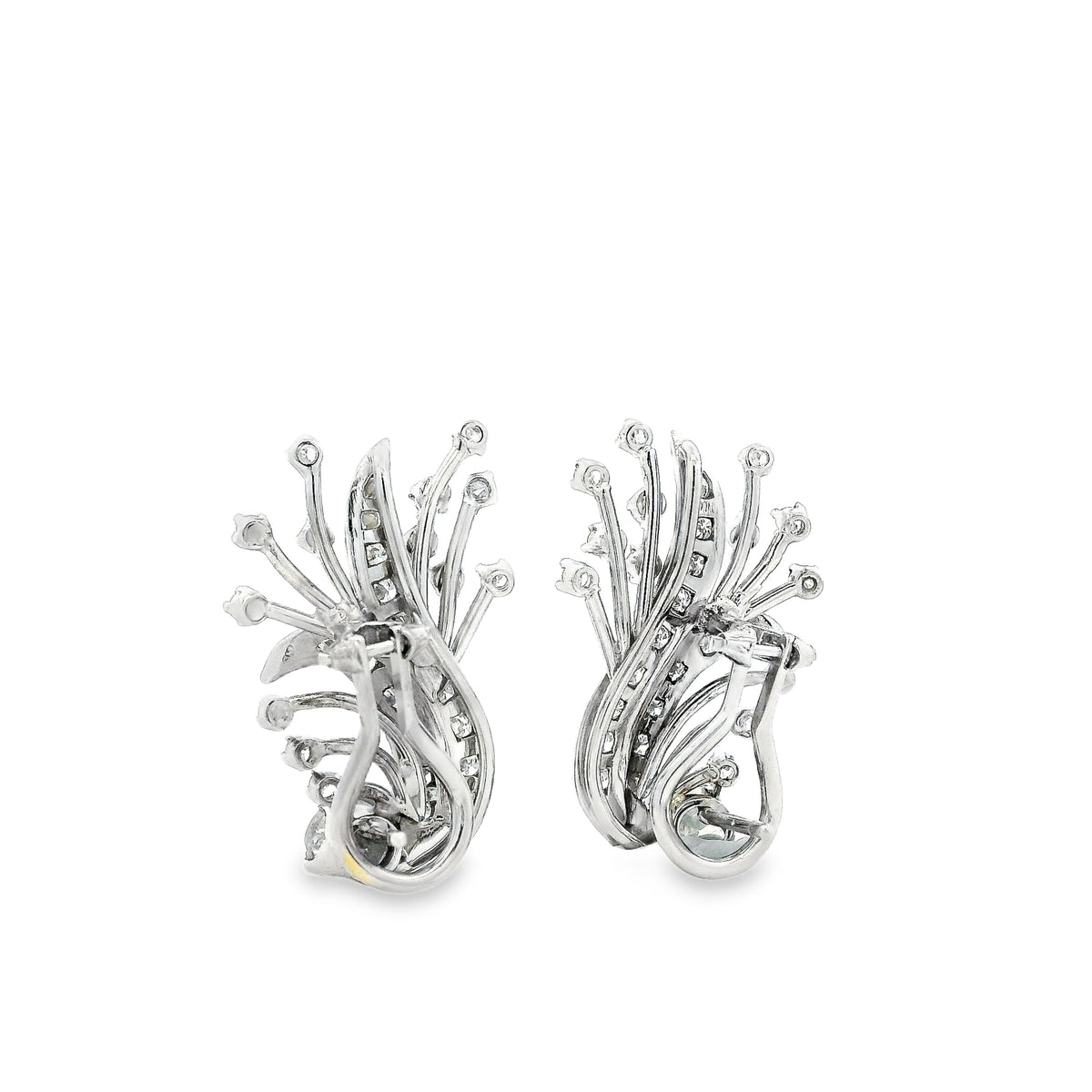 14k White Gold 2.5ctw Round Brilliant Diamond Floral Cluster Earrings — side profile