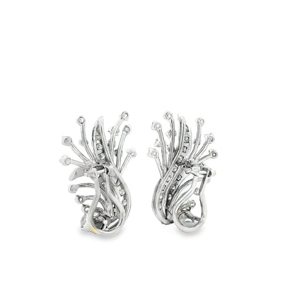 14k White Gold 2.5ctw Round Brilliant Diamond Floral Cluster Earrings — side profile