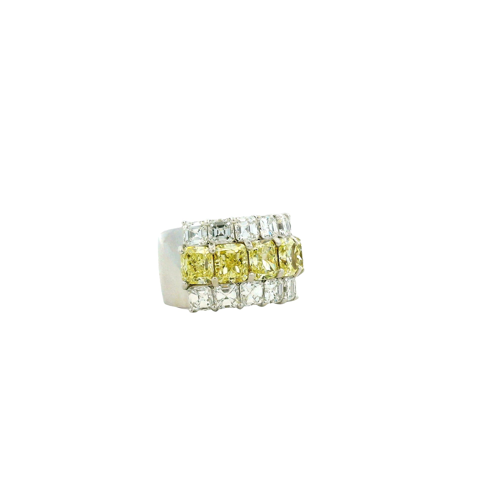 18k Two-Tone 3.99ctw Asscher Cut Diamond Eternity Band Ring — side profile
