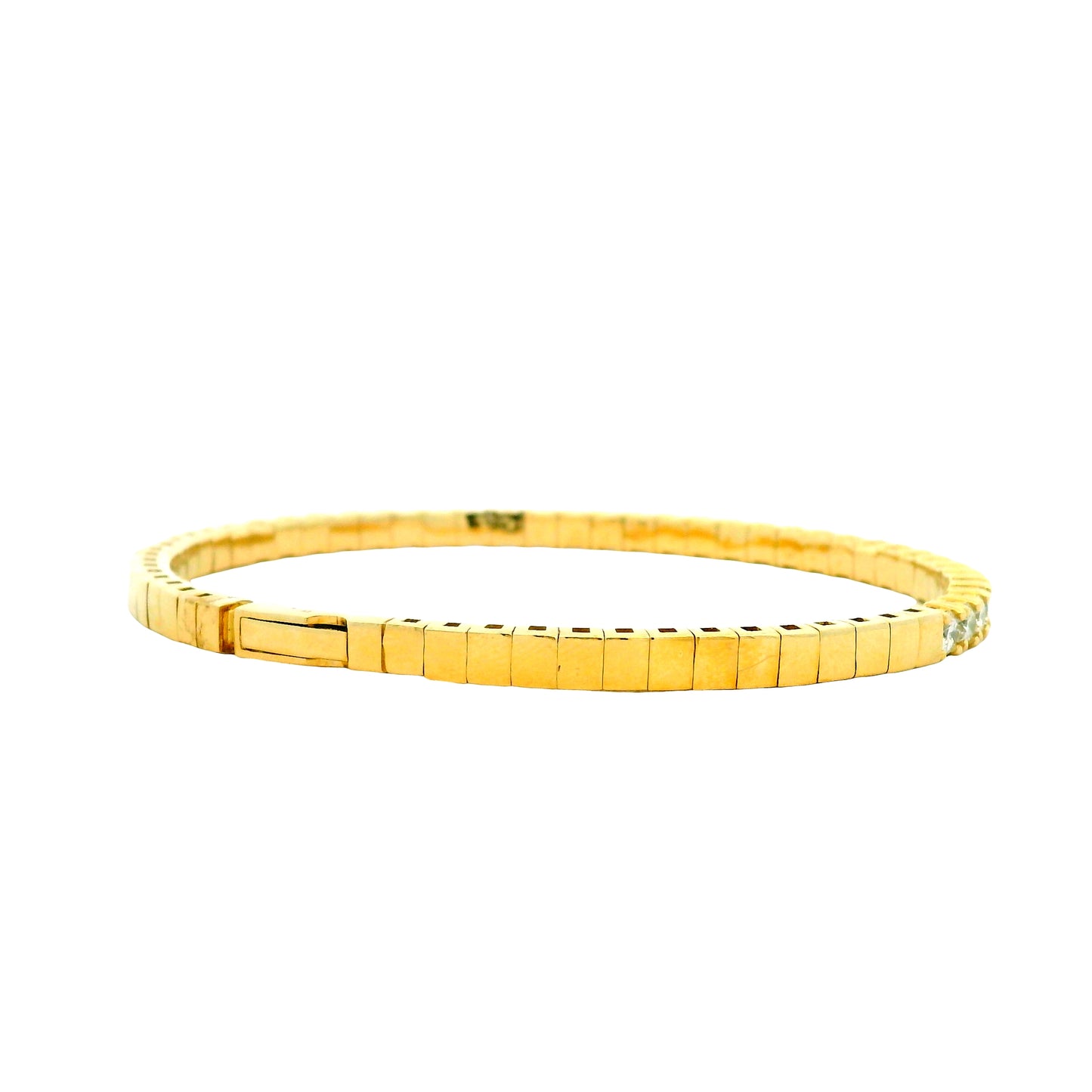14k Yellow Gold 3.15ctw Round Brilliant Diamond Halfway Bangle Bracelet — side profile