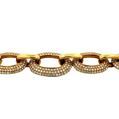 18k Yellow Gold 89.6ctw Pavé Natural Diamond Oval Link Necklace — side profile