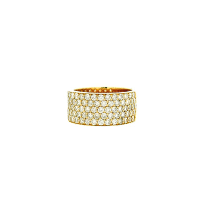 14k Yellow Gold 3.61ctw Round Brilliant Diamond White Pavé Dome Ring — side profile showing the band