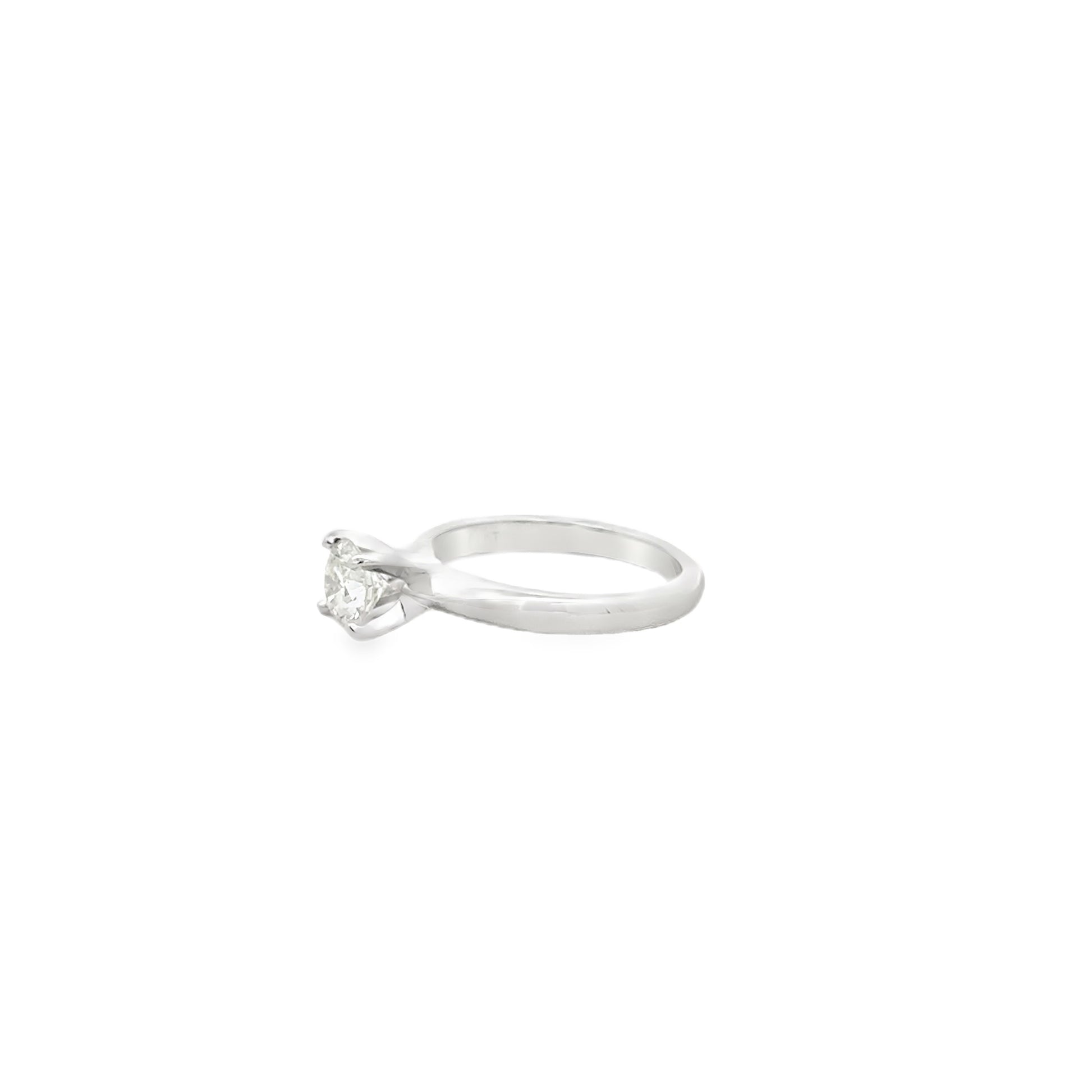 Platinum 0.75ct Round Brilliant Diamond Solitaire Engagement Ring — side profile showing the band