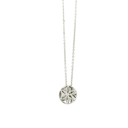 18k White Gold 0.55ctw Round Brilliant Diamond Pavé Button Pendant Necklace — clasp detail