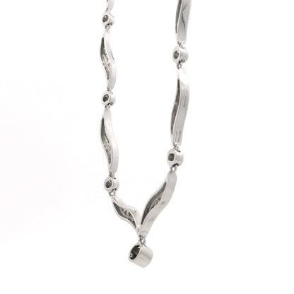 14k White Gold 0.90ctw Round Brilliant Diamond V-Shaped Necklace — side profile showing case thickness
